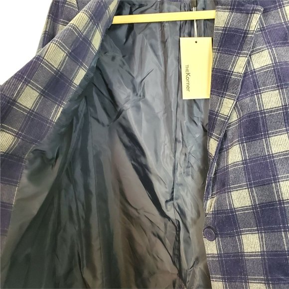 NWT The Korner Blue Plaid Corduroy Blazer Jacket - Picture 5 of 7